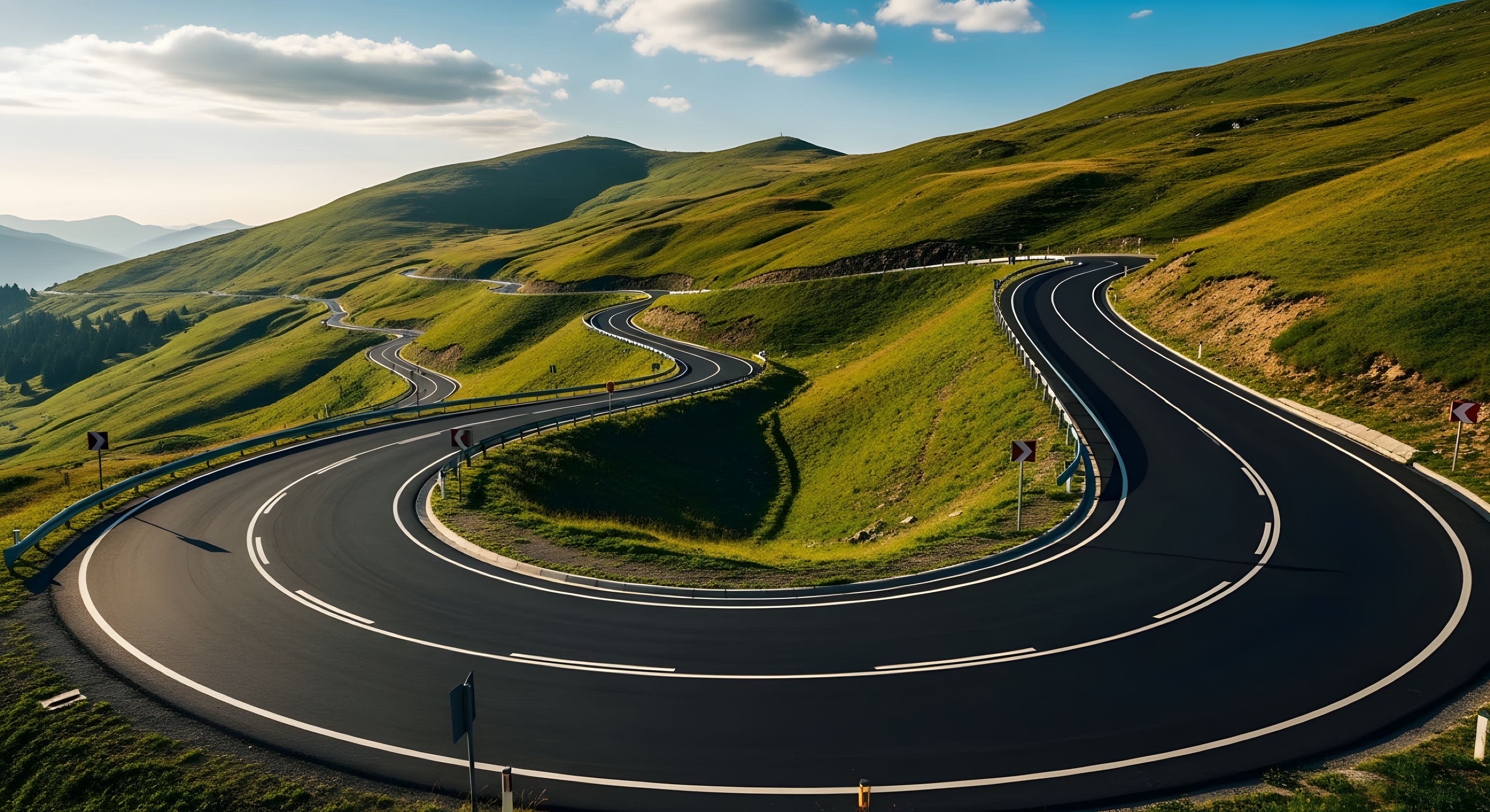 Carretera de puerto de montaña con curvas